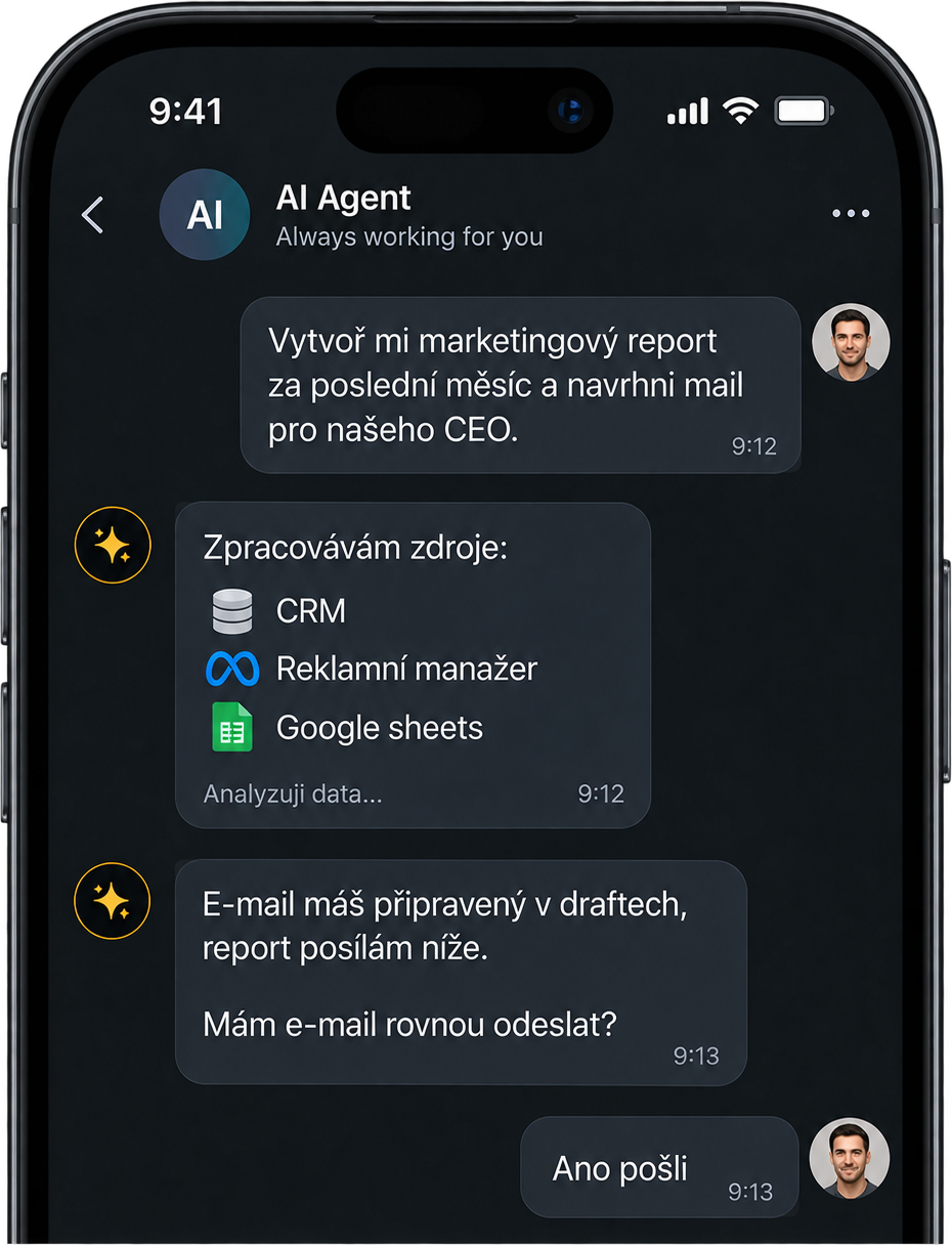 Ukázka AI agenta v telefonu